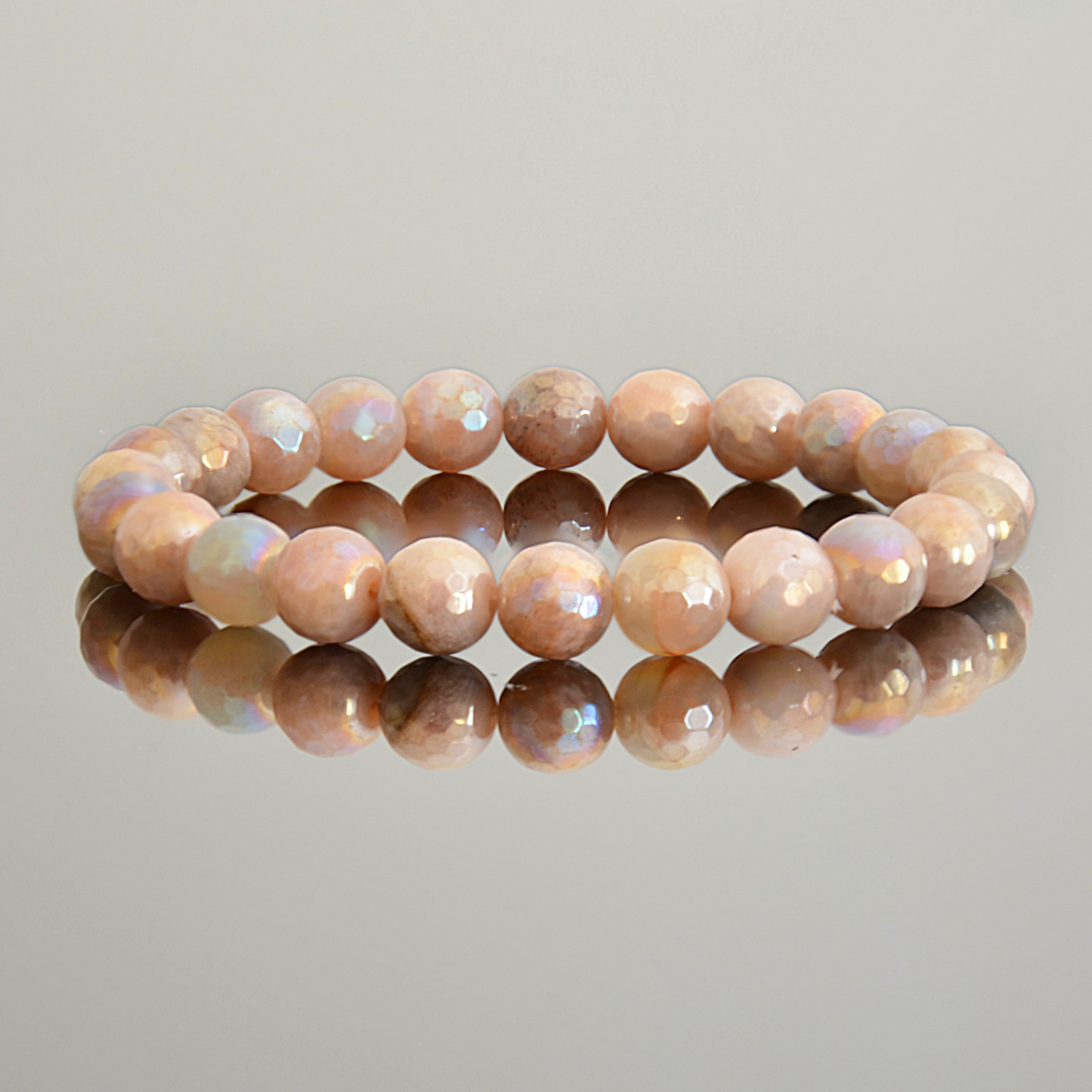Peach Moonstone Bracelet - Radiant Warmth, Refined Design