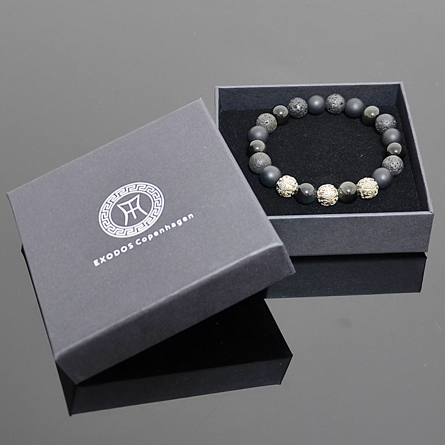 exodos black obsidan mixed stone bracelet gift ready in gift box