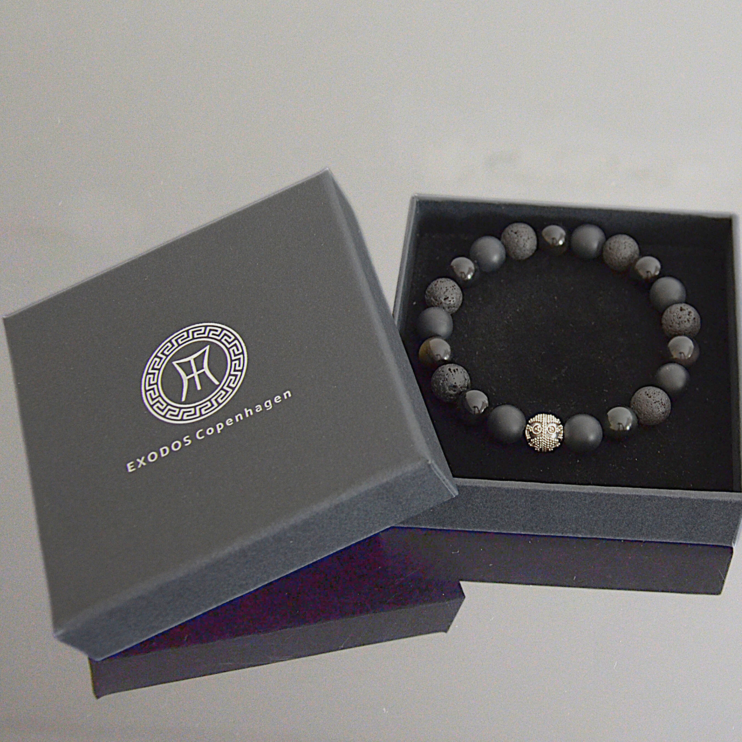 Men’s Black Stone Bracelet – 1 Sterling Silver Bead