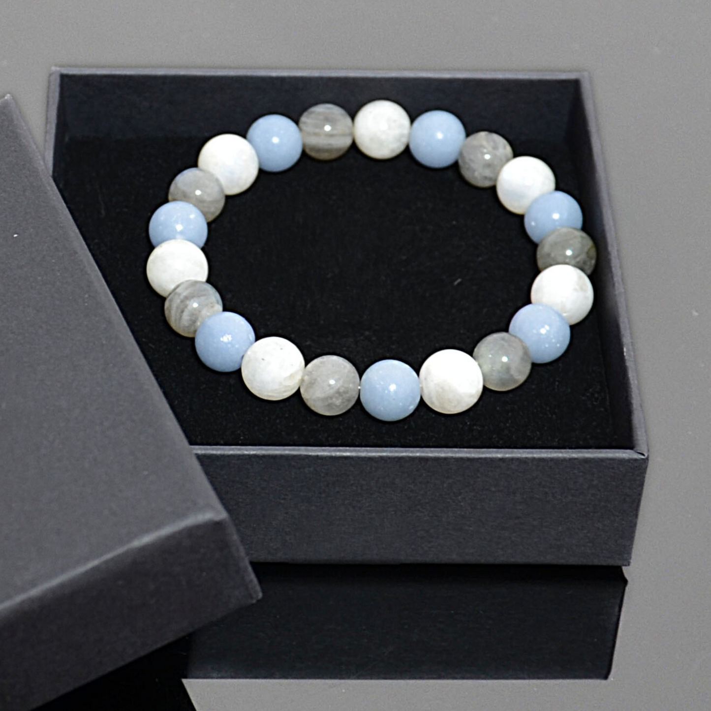 Moonstone, Angelite & Labradorite Bracelet - Elegant Natural Harmony