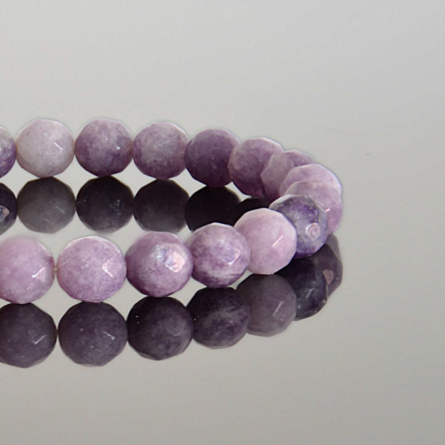 Faceted Purple Lepidolite Bracelet - Natural Shimmer & Texture