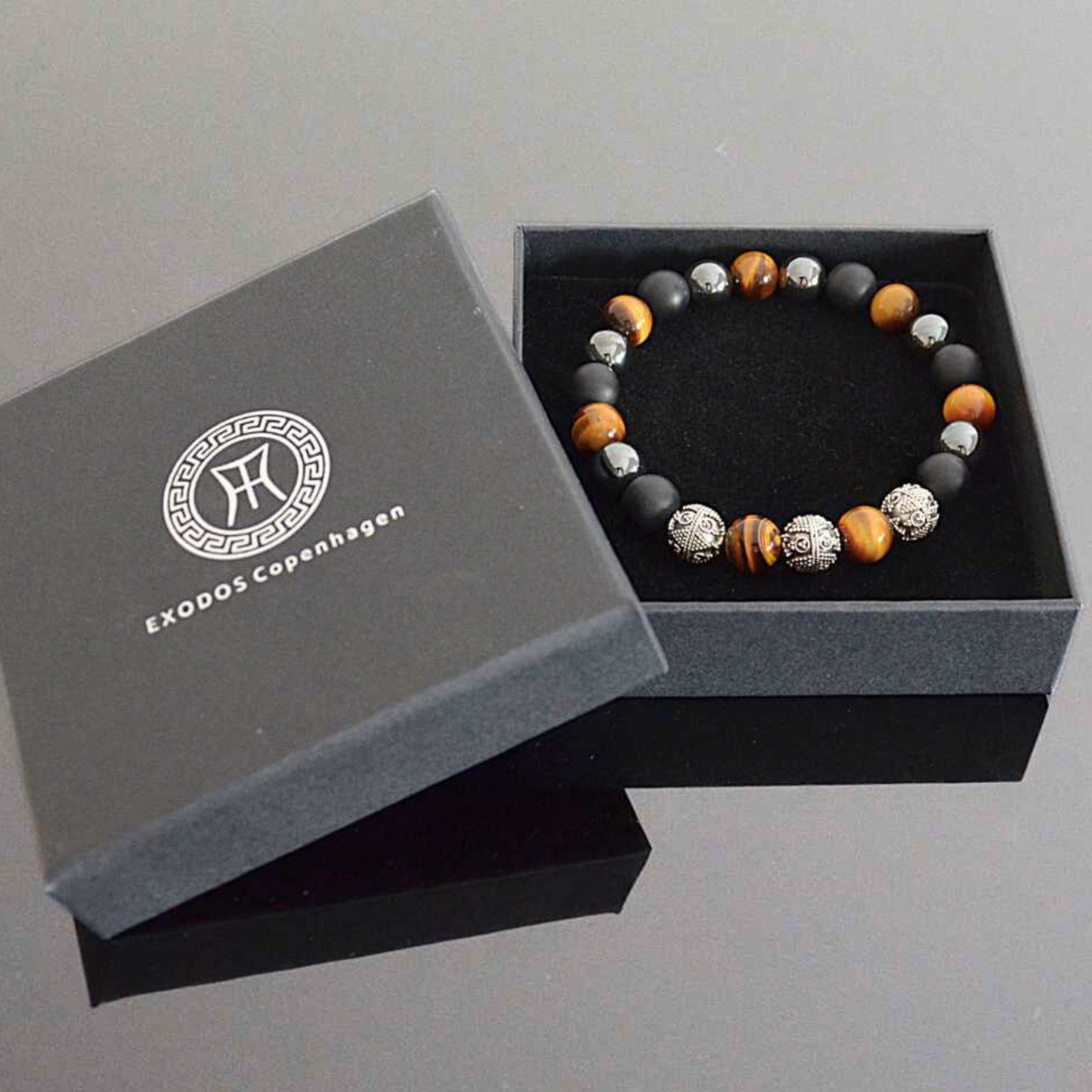 Men's Hematite, Onyx & Tiger Eye Bracelet - Bold Masculine Elegance