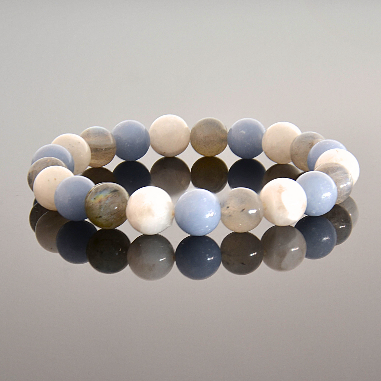 Moonstone, Angelite & Labradorite Bracelet - Elegant Natural Harmony