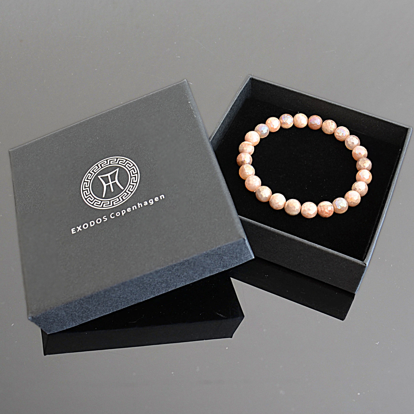 Peach Moonstone Bracelet - Radiant Warmth, Refined Design