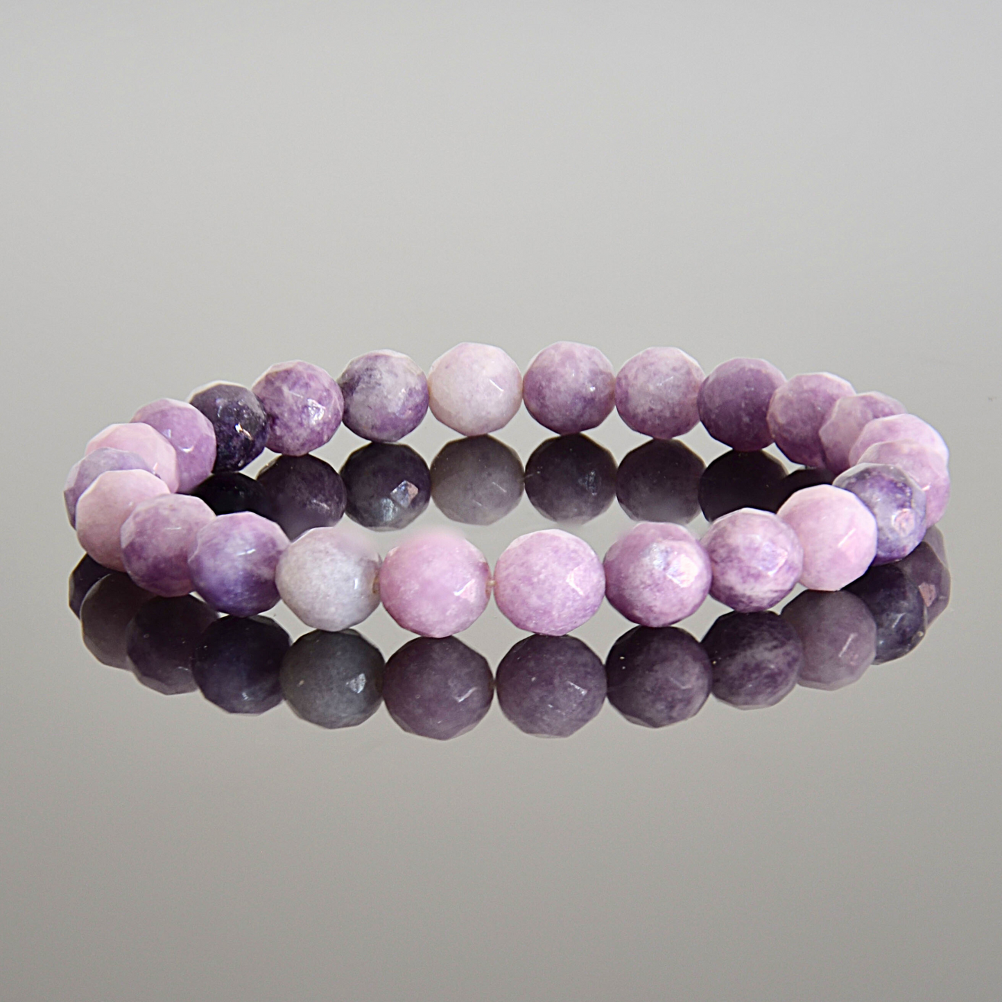 Faceted Purple Lepidolite Bracelet - Natural Shimmer & Texture