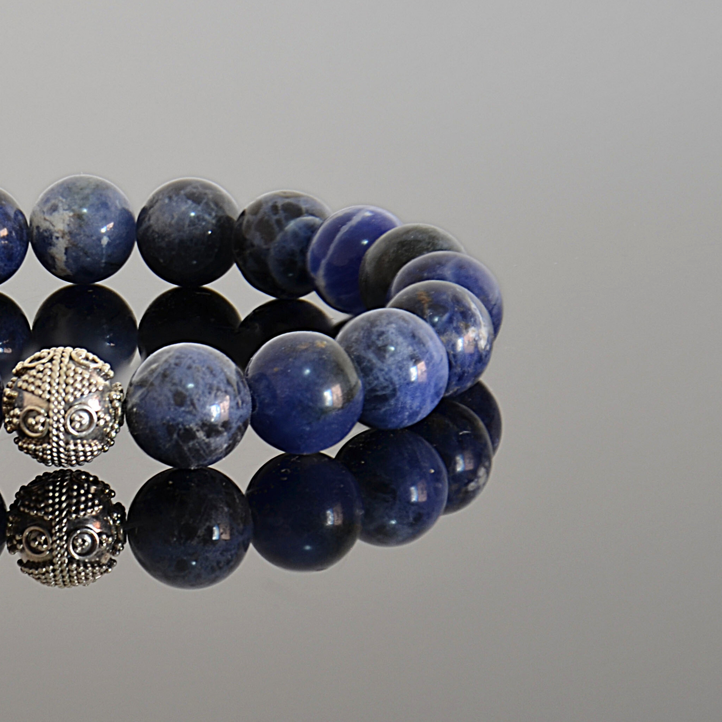 Men’s Blue Sodalite Bracelet with Sterling Silver - Deep Blue Elegance
