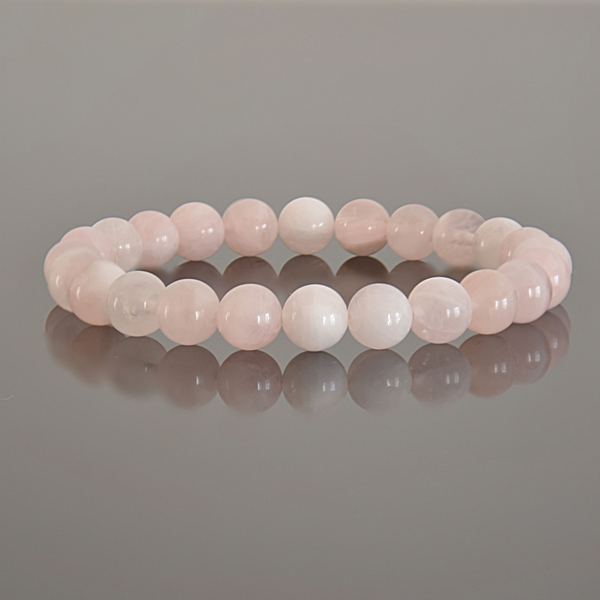 genuine high quality rose quartz beaded bracelet