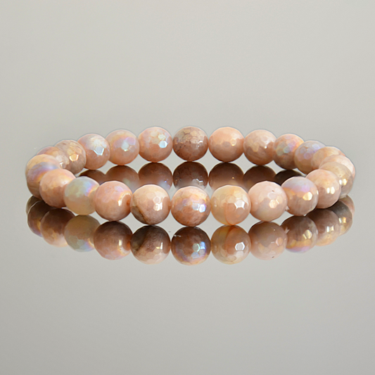 Peach Moonstone Beaded Bracelet