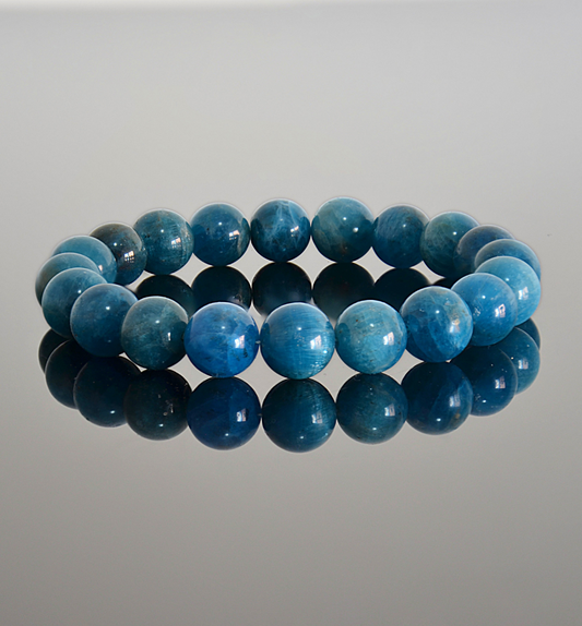 Pulsera de cuentas de apatita azul petróleo