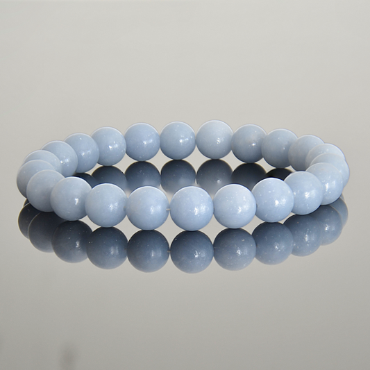 Natural Angelite Beaded Bracelet – Soft Blue Serenity