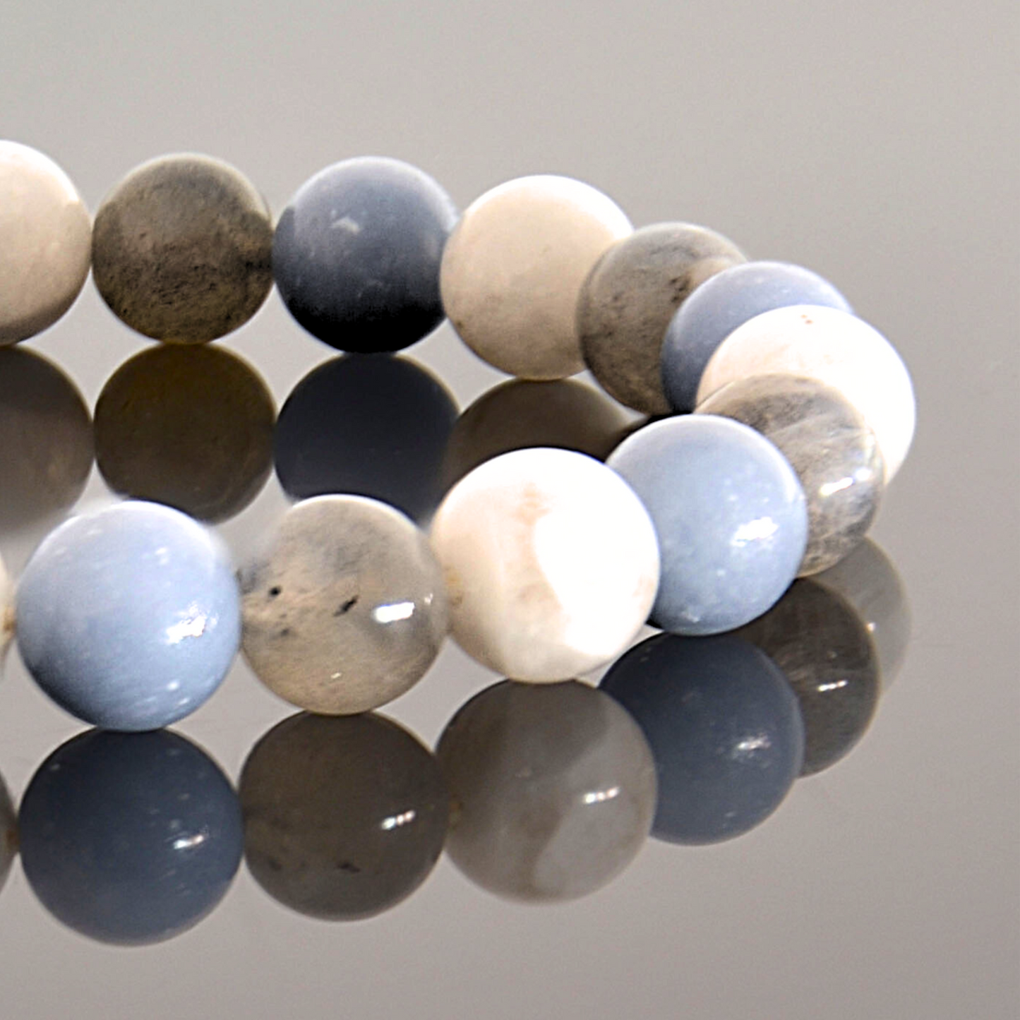 Moonstone, Angelite & Labradorite Beaded Bracelet