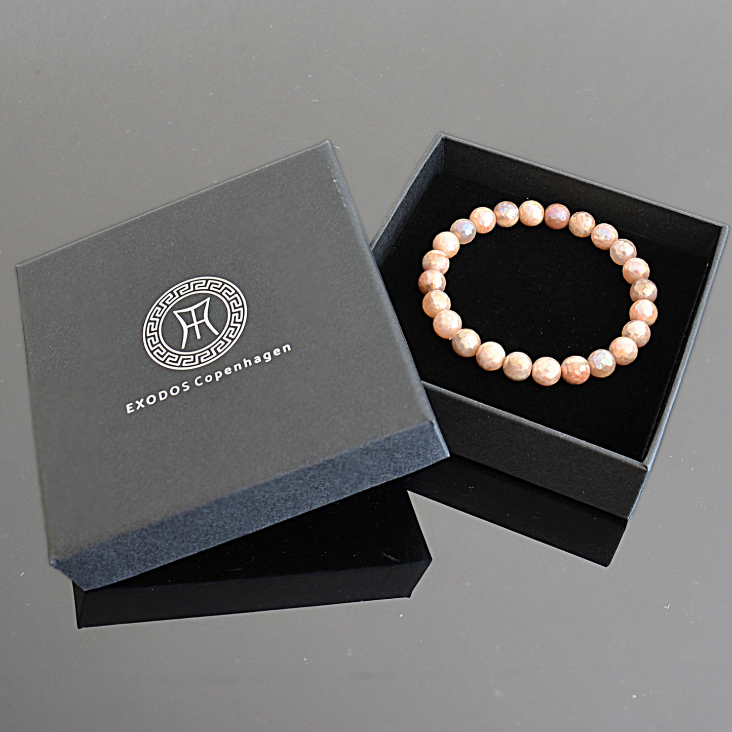 Peach Moonstone Beaded Bracelet